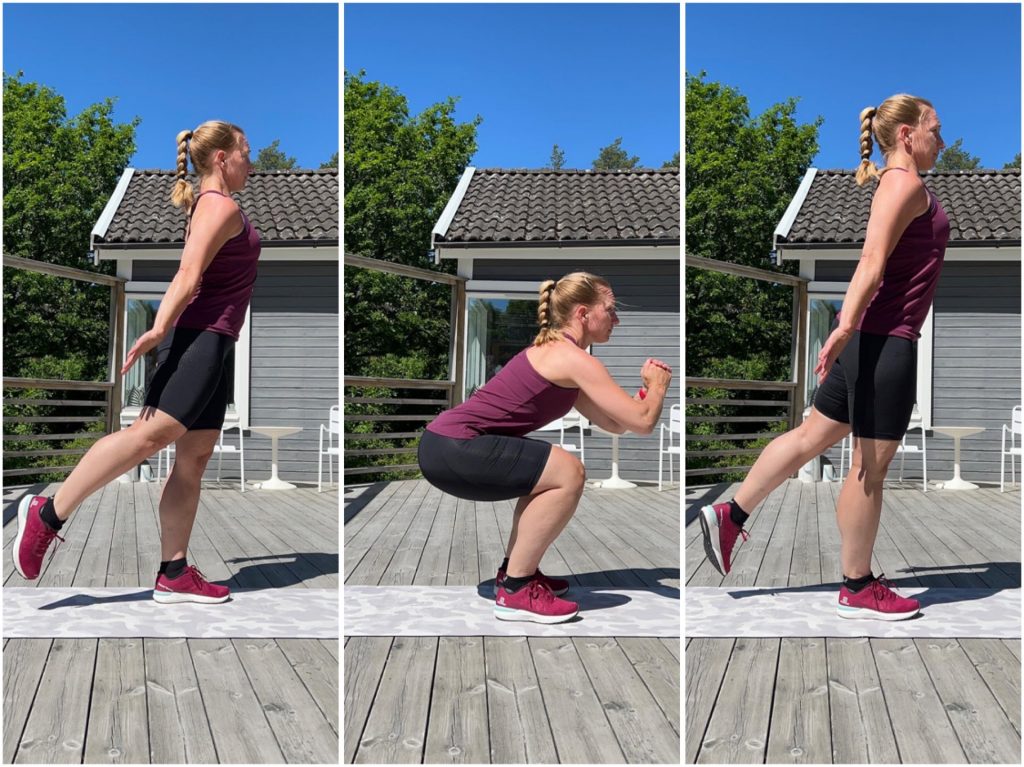 Squat med bakåtkick