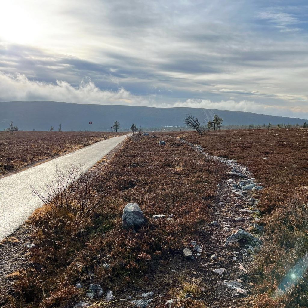 ASfaltsväg och fjällstig
