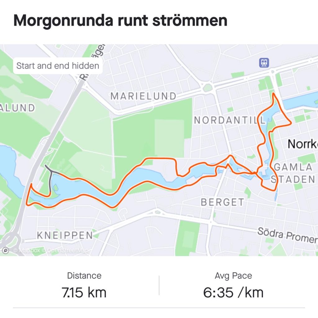 Morgonrunda runt strömmen i Norrköpiing