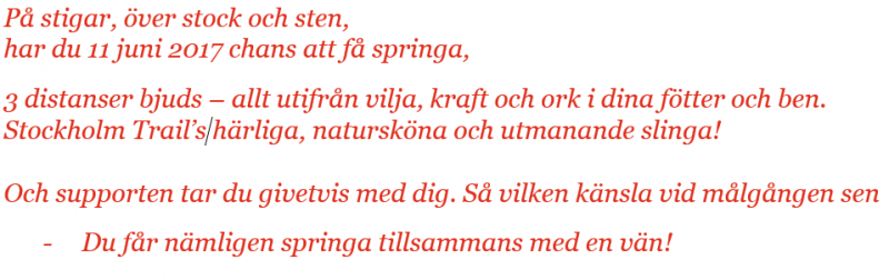 texttrail - SportHälsas julkalender lucka #23 - Vinn startplats för dig och en vän i Stockholm Trail 2017!