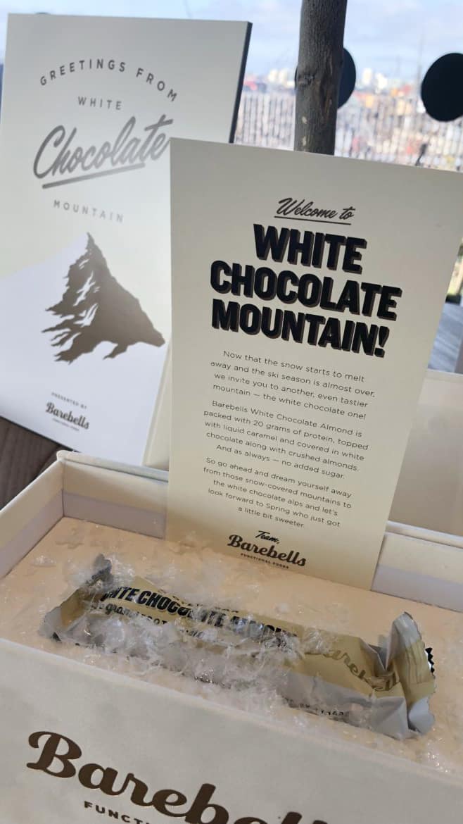 2 - Lansering av Barebells white chocolate almond - en ny medlem i bars-familjen!