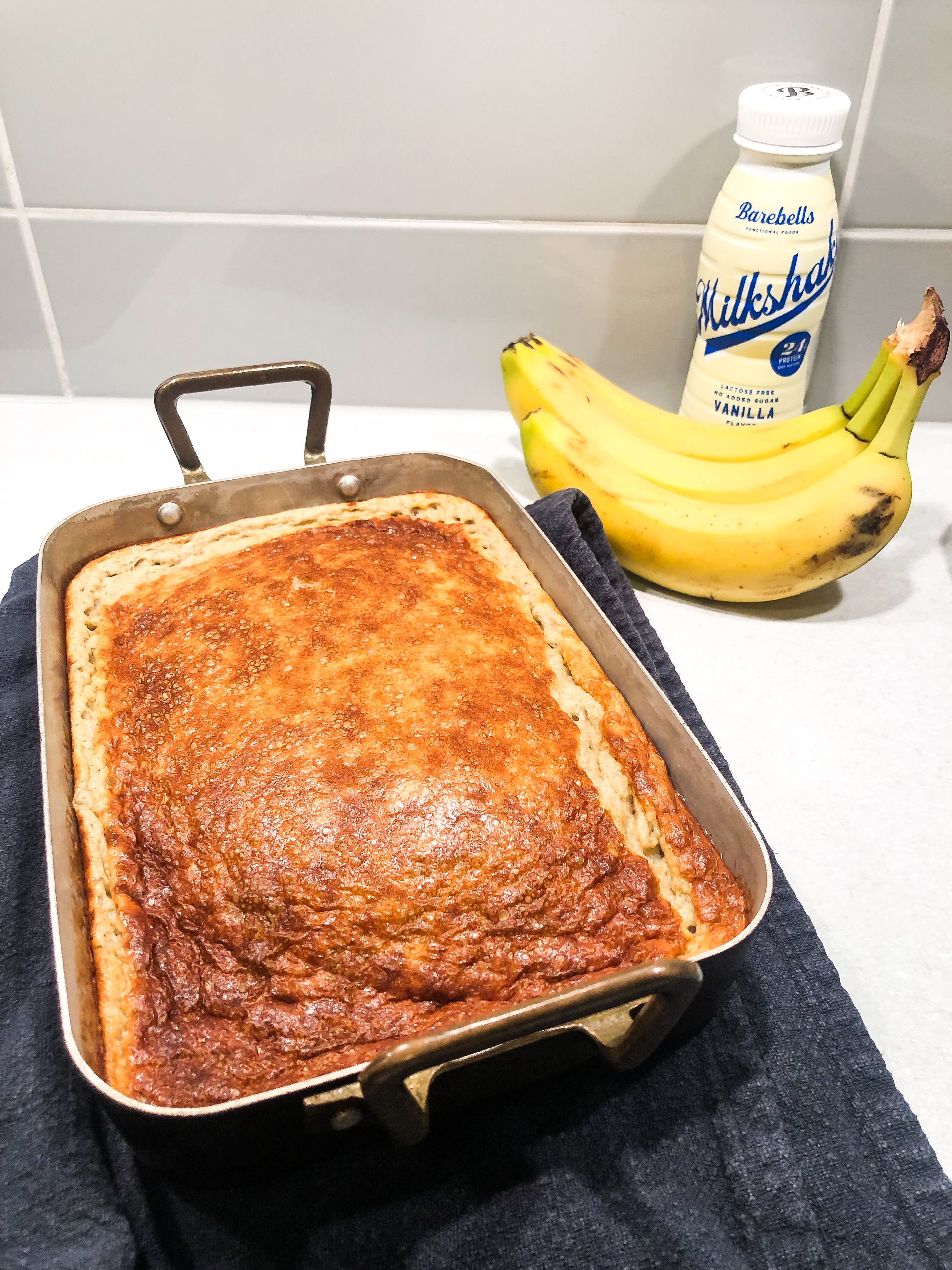 Proteinrik bananpannkaka i ugn 