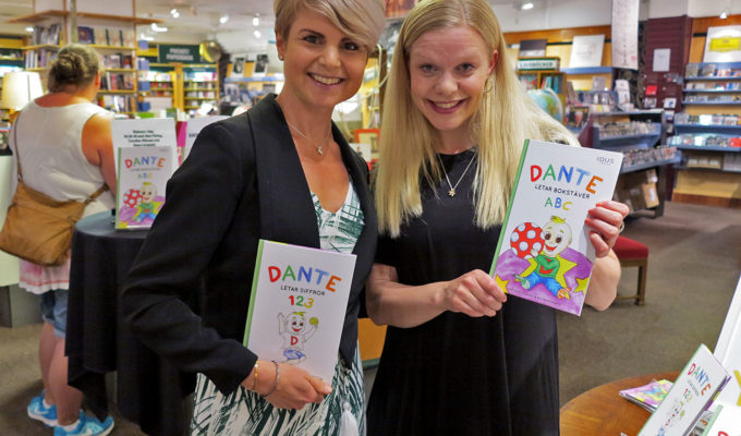 Anna Lissjanis, Caroline Nilsson med barnboken om Dante på NK