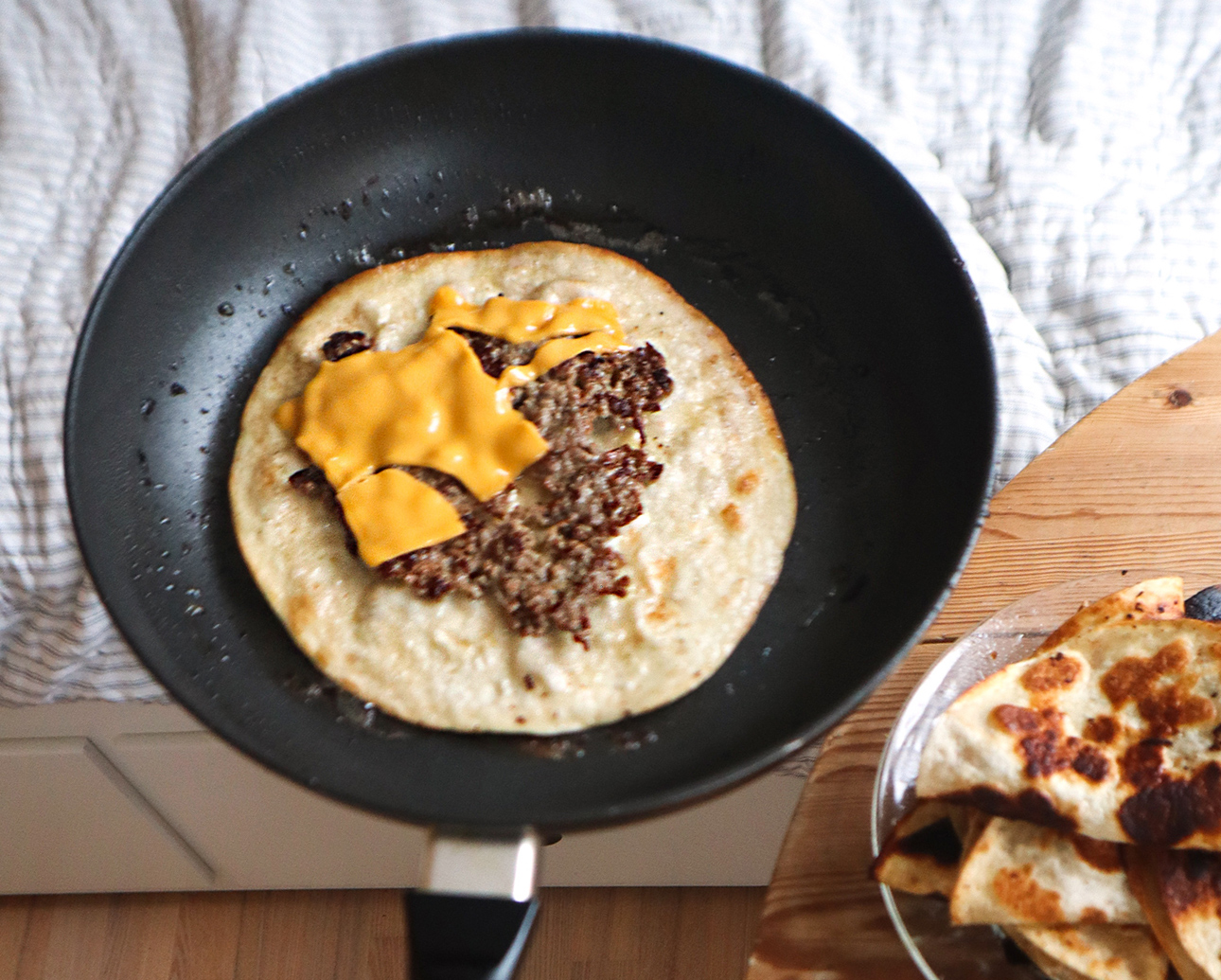 smashed tortilla burger