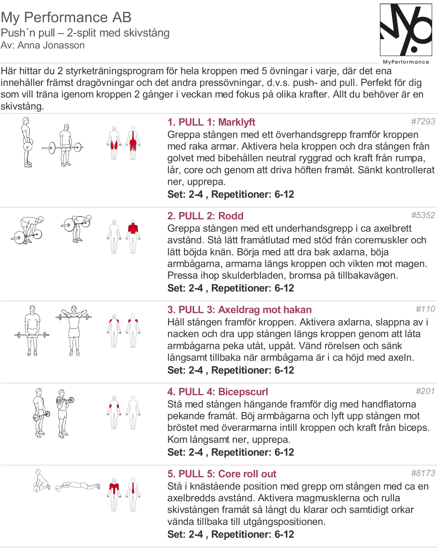 2-split program med skivstång