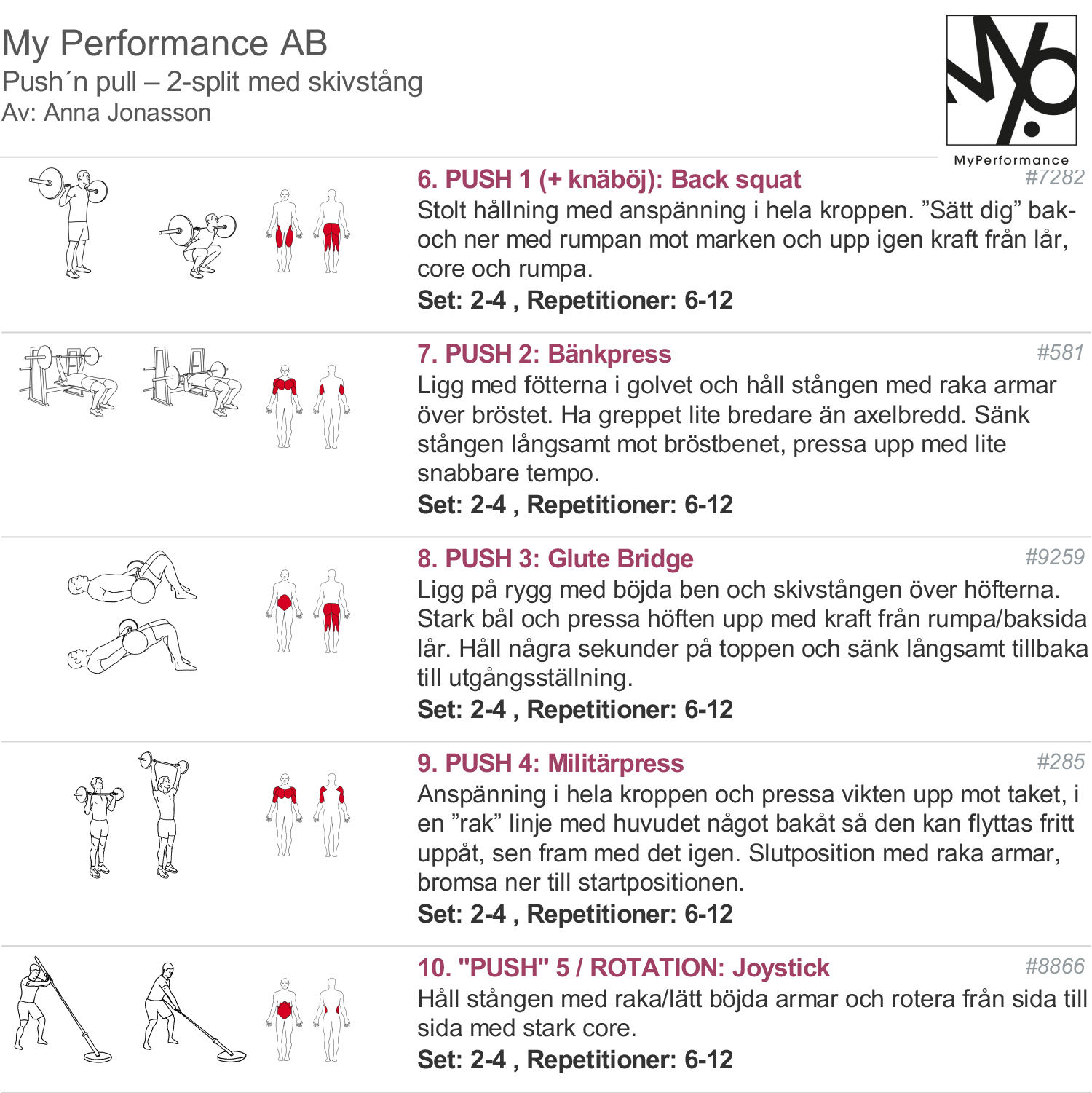 2-split program med skivstång