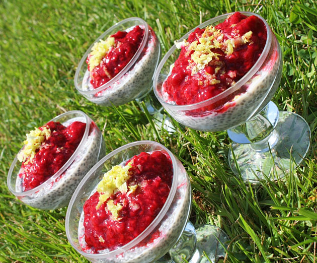 chiapudding_hallon - Vaniljchia med rårörda hallon och ingefära