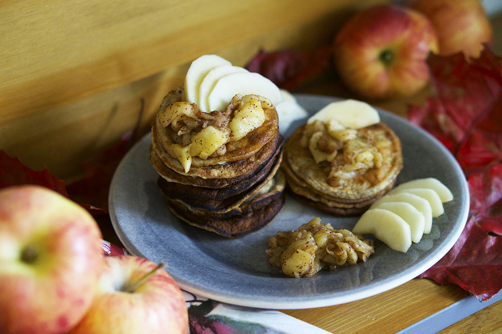 Bananplättar med äppelkompott