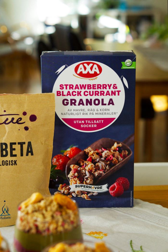 granola rödbetapulver och vegoprotein