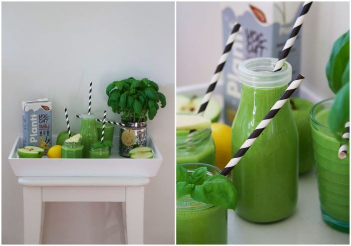 Grön smoothie med ärtor, spenat och äpple