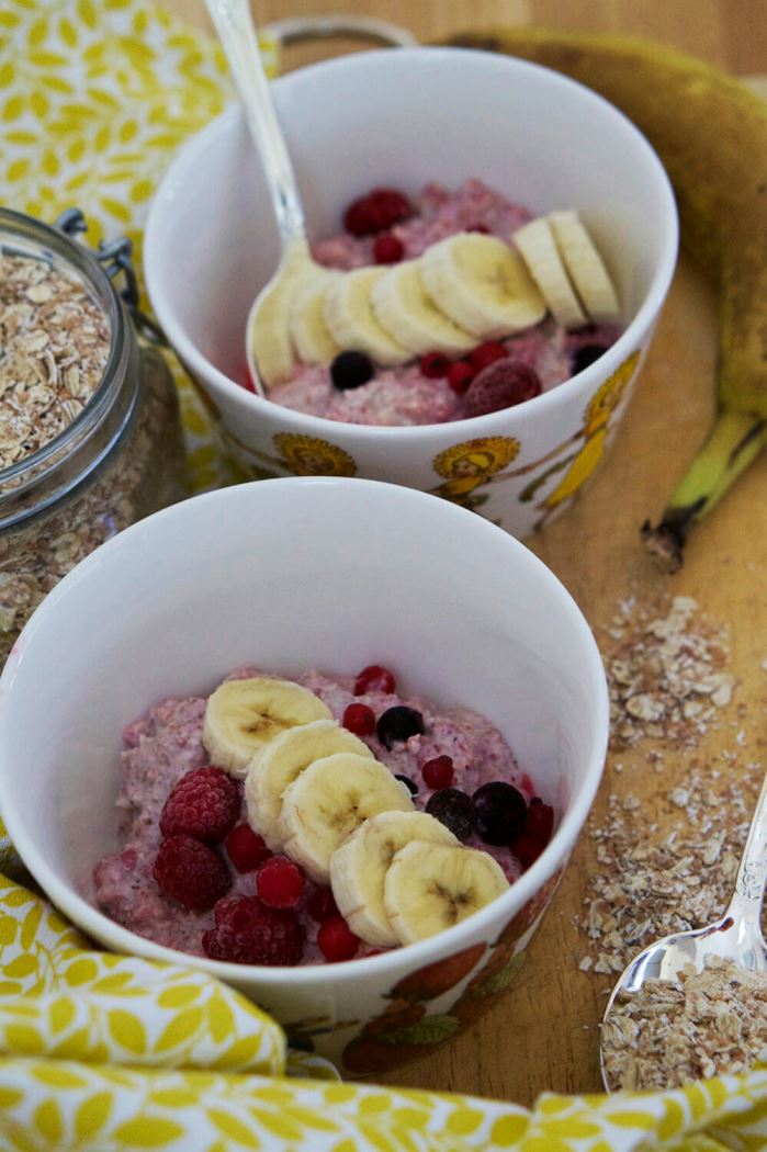 Overnight Oats gjord på äppeljuice