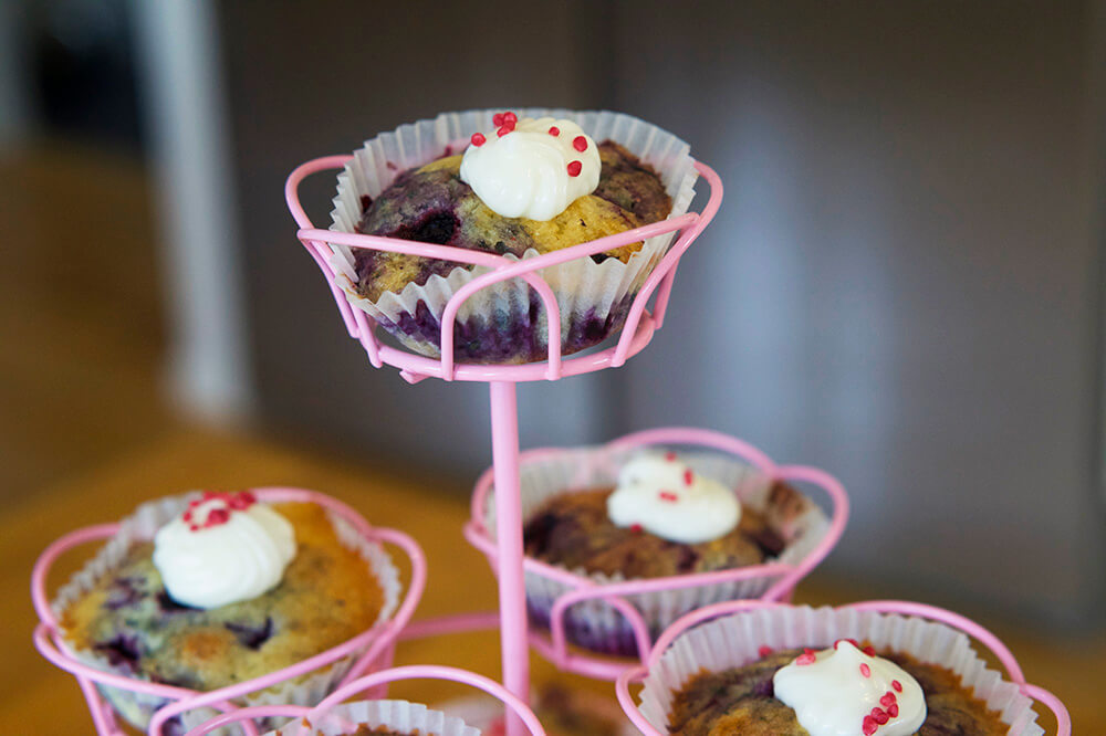 Blåbärsmuffins med glasyr