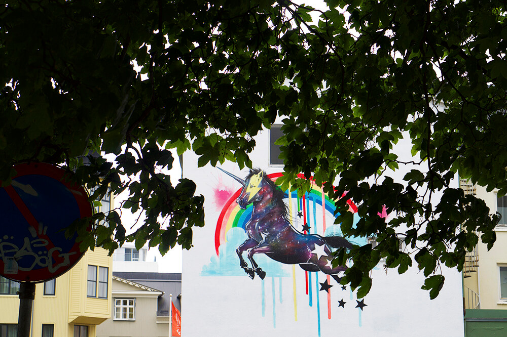 Husvägg i Reykjavik, huvudstaden på Island