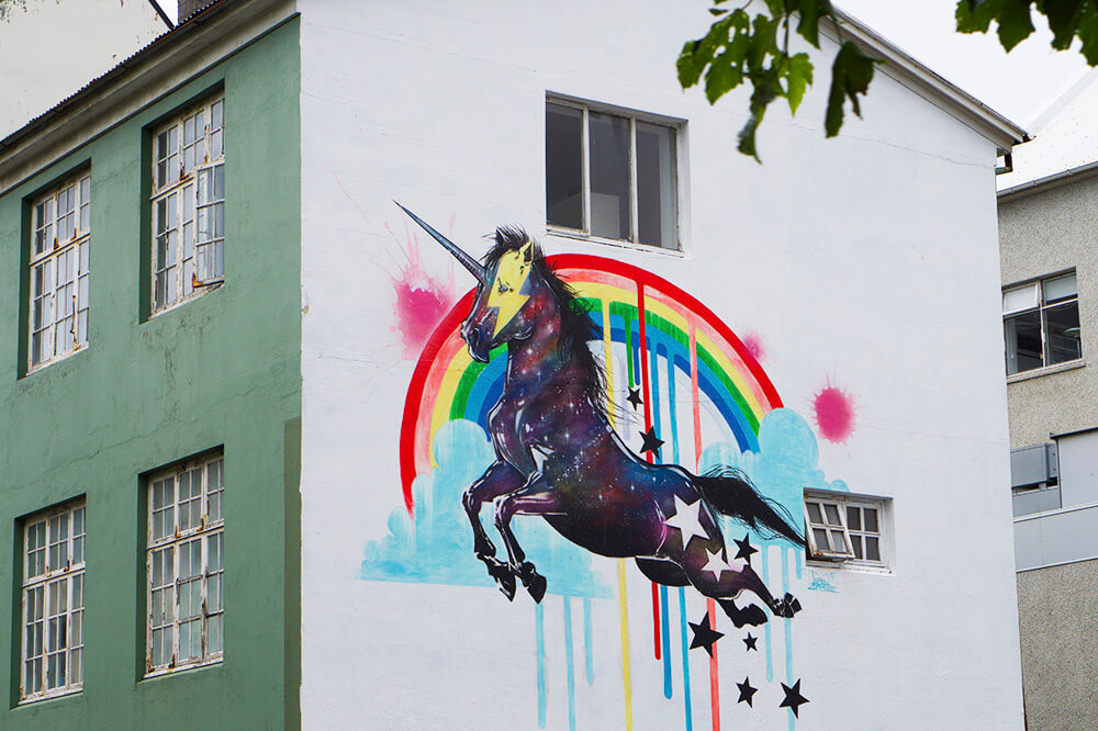 Husvägg i Reykjavik, huvudstaden på Island