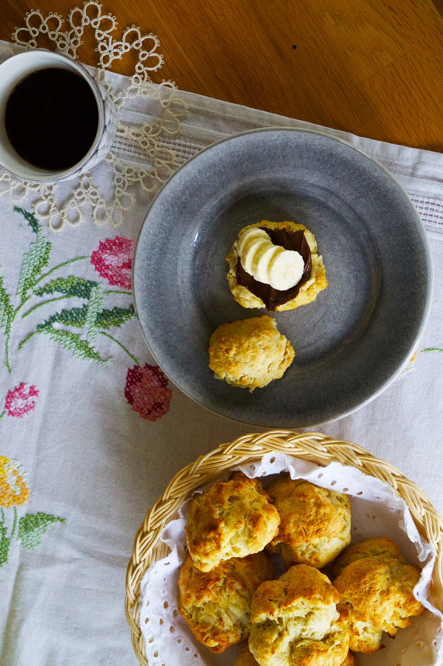 Scones med nutella och banan