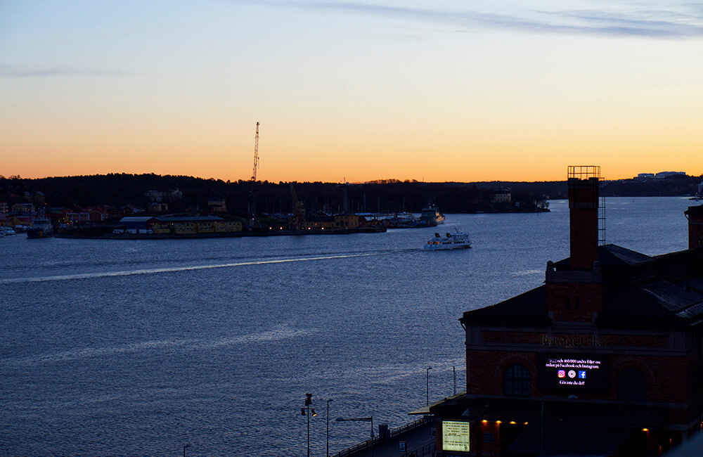 Stockholm från Södermalm en vintermorgon