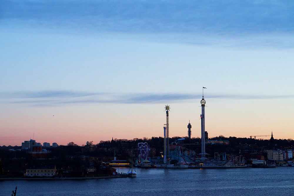 Stockholm från Södermalm en vintermorgon