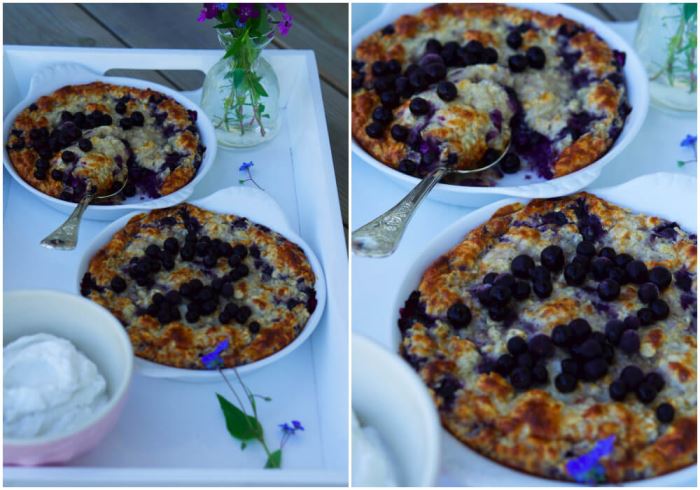 Ugnsbakad blåbärsgröt som en ljuvlig frukost