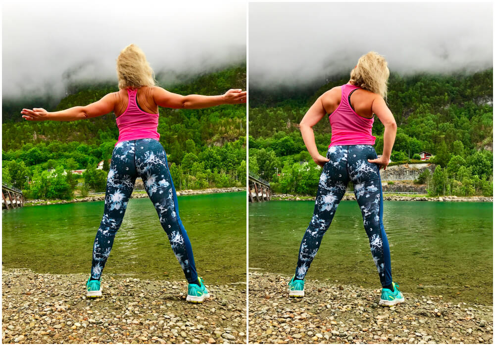 Yoga på en strand i Norge