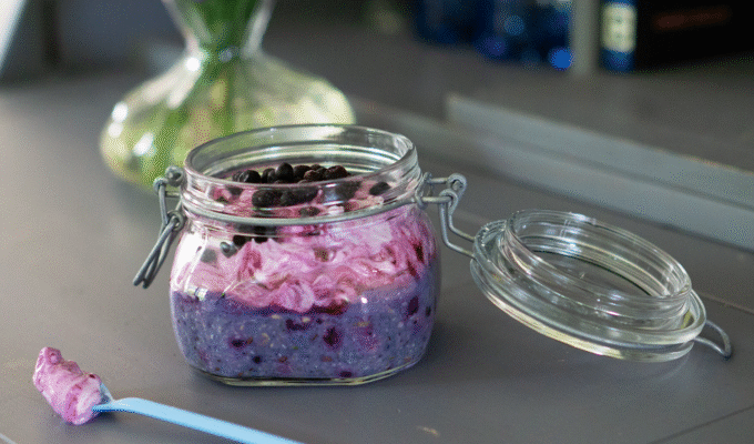 Overnight Oats blåbär kardemumma