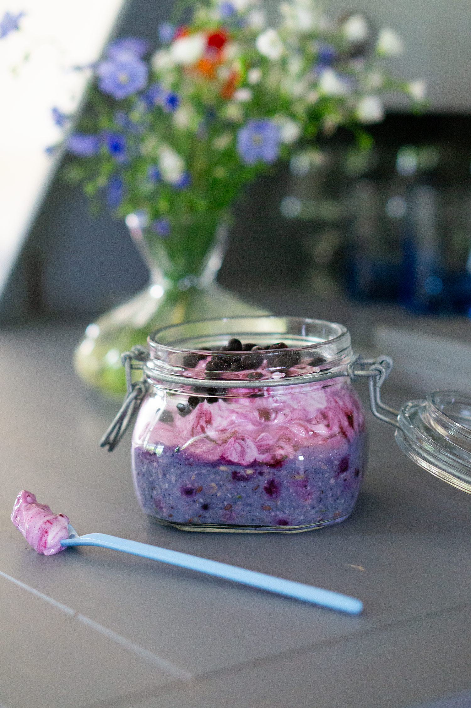 Overnight Oats blåbär kardemumma