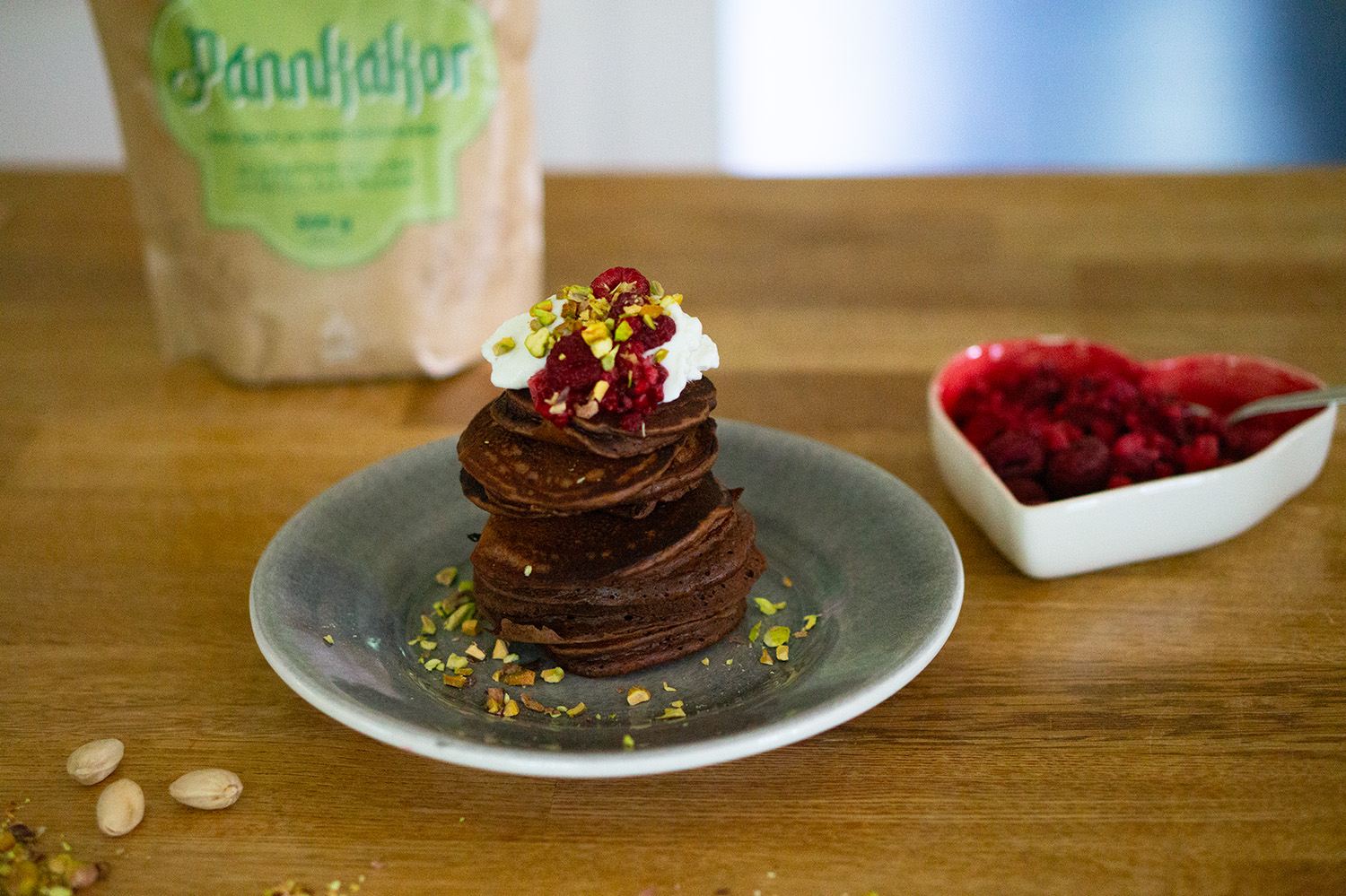 Chokladpannkaka med pistage