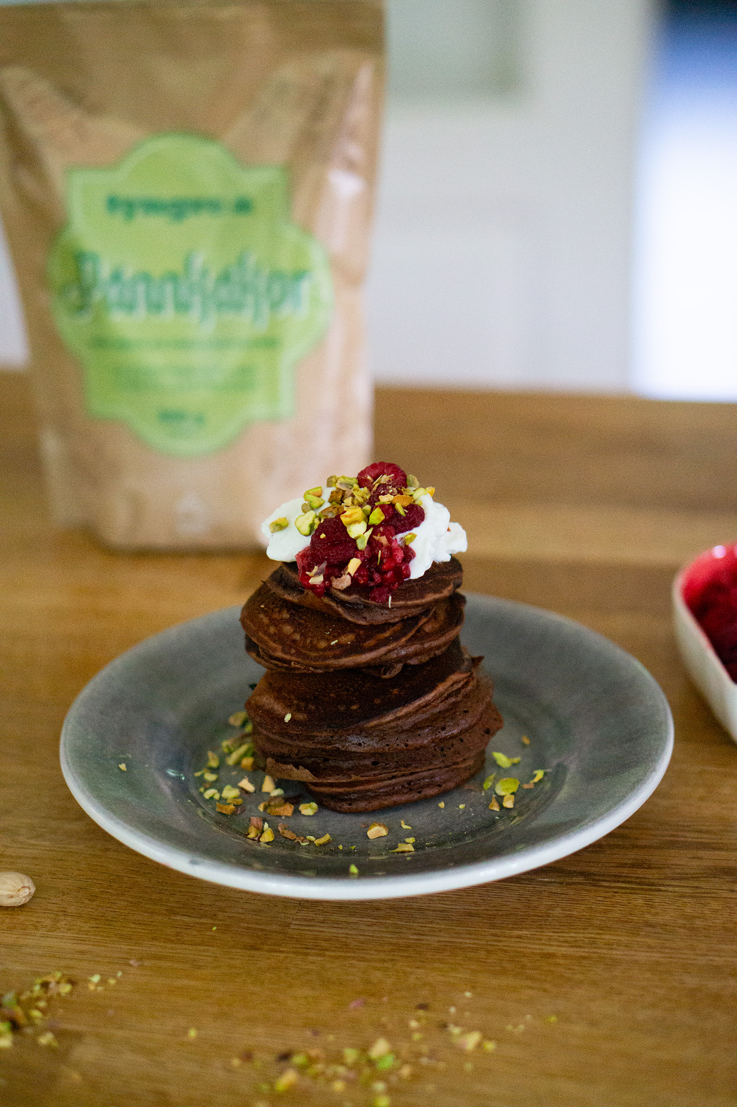 Chokladpannkaka med pistage