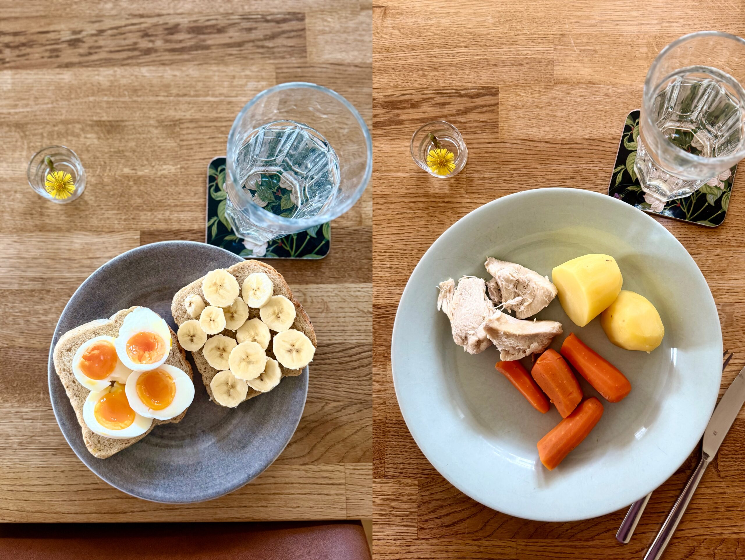 Skonkost: en typisk frukost och en typisk lunch