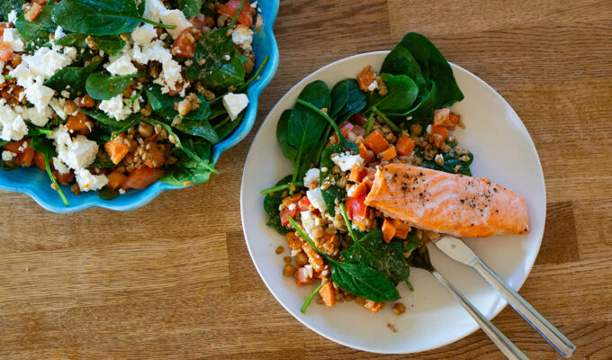 Sötpotatissallad med lax