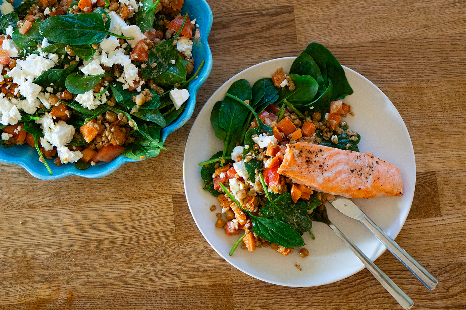 Sötpotatissallad med lax