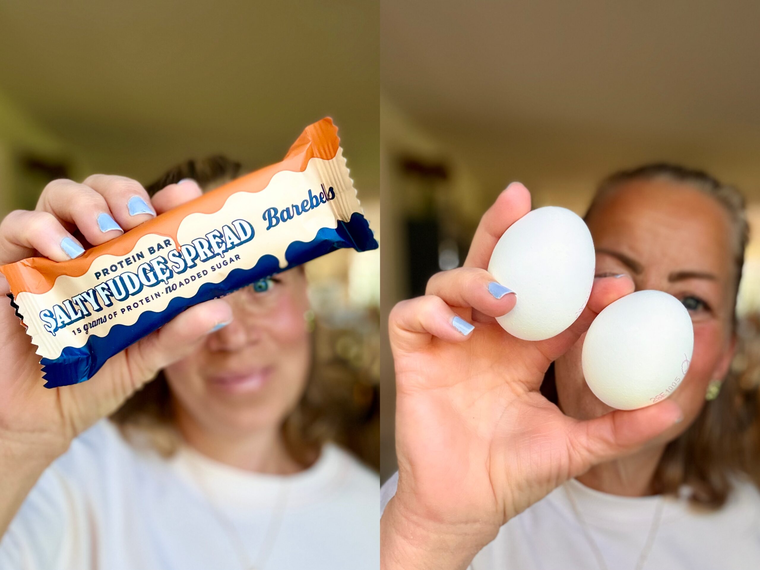 Vilket mellanmål är bäst av 2 ägg och en proteinbar?